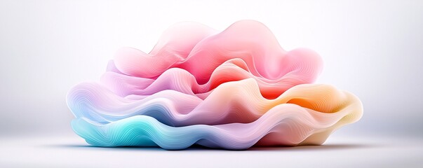 Poster - surreal AI-generated dreamscape, digital mountains shifting forms, infinite neon waves, floating binary rain, hyper-futuristic architecture, glitch art elements, cosmic horizon, dreamy soft glow,