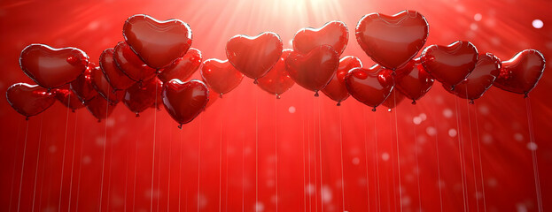 Poster - Red heart balloons, love, festive, background