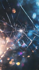 Poster - Intricate Spider Web with Reflections and Bokeh Effects in Background