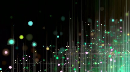 Aufkleber - Abstract Network Connection Visual with Glowing Nodes and Lines on Black