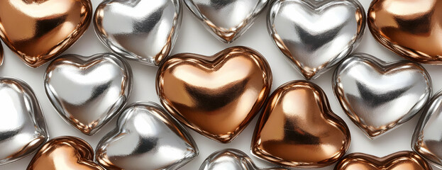 Poster - Metallic hearts, love, romance, background