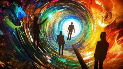 Poster - Abstract Journey Through a Colorful Swirling Tunnel of Energy