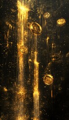Leinwandbilder - An abstract representation of time, with endless clocks melting into streams of golden light that cascade like waterfalls into infinity