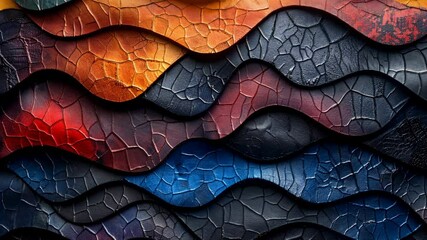 Poster - Vibrant textured layers showcasing dynamic color transitions and abstract artistic patterns