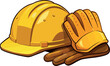 © frrlbt - Yellow hard hat and work gloves protecting construction workers