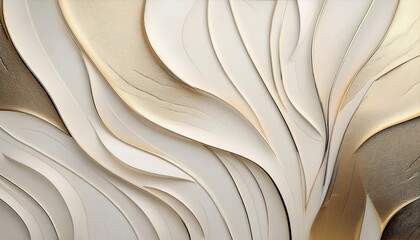 Poster - abstract golden and beige textured waves with smooth curved lines and soft gradients, graphic design for modern decor