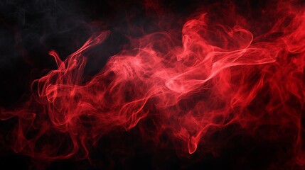 Wall Mural - Abstract red and black smoke swirls on dark background.