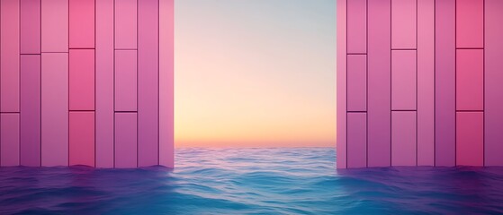 Wall Mural - Pink Walls Sunset Ocean View