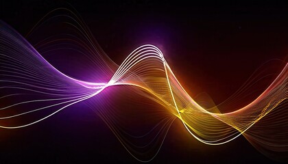 Aufkleber - glowing abstract sound wave patterns with colorful gradient lines and light effects for creative designs and digital projects