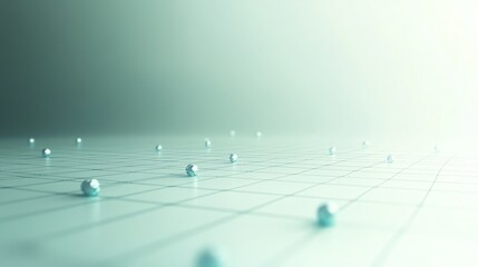 Aufkleber - Scattered Metallic Spheres on a Gridded Surface with Soft Light