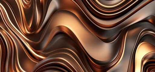 Poster - A smooth, wavy surface with metallic bronze and gold hues, creating a sense of depth and fluidity.