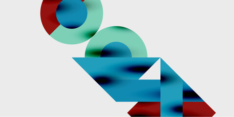 Poster - Modern abstract background featuring circles, lines, and triangles in a dynamic geometric composition. Perfect for stylish, tech, or creative-themed designs