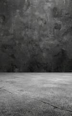 Poster - A textured gray background with a smooth concrete floor, creating a minimalist and industrial feel.