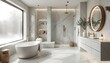 © Ispras - Luxury Modern Bathroom Design with Marble and Freestanding Tub