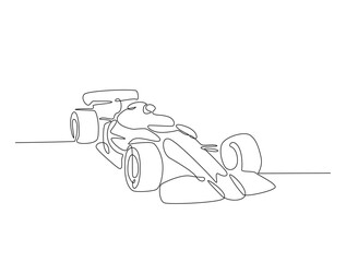 Leinwandbilder - Continuous line art drawing of Formula one F1 racing car. Formula car sports line art drawing vector illustration. Editable stroke.