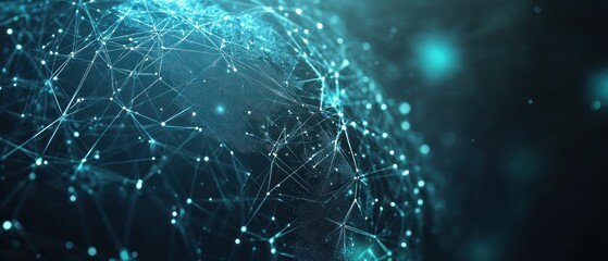 Poster - abstract representation of a digital globe interconnected with glowing networks, illustrating global
