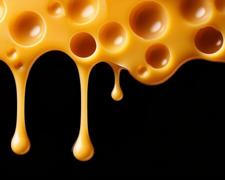 Dripping Cheese Background with Round Cheese Holes and Melted Edges