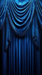 Canvas Print - Blue curtain background, theater curtains, curtain, stage curtain, blue curtain background, curtain, stage curtain, background, curtain