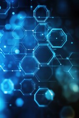 Poster - abstract digital background featuring interconnected hexagons and glowing particles, creating a futu
