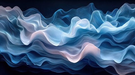 Wall Mural - Abstract waves of blue and white flowing in a smooth, dynamic pattern.