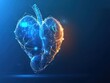 © artbot - A digital heart symbol composed of interconnected lines and nodes, glowing against a blue background, representing technology and health innovation