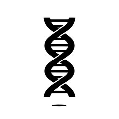 Wall Mural - DNA Helix Icon: A bold black DNA helix icon with a drop shadow, symbolizing the fundamental building blocks of life. Perfect for websites, apps, and presentations about genetics, science.