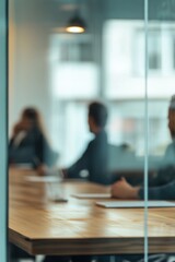 Poster - Business meeting in modern office with focused attendees