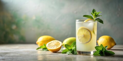 Poster - Refreshing Iced Lemonade with Lemon Slices and Mint Garnish
