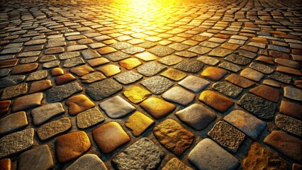 Aufkleber - Golden Hour Cobblestone Pavement A Textured Surface Illuminated by Sunlight