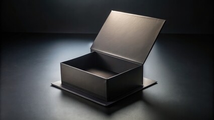 Poster - Empty black luxury gift box on dark background, ideal for product presentation