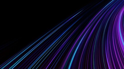 Poster - Abstract Light Trails with Glowing Blue and Purple Lines on Black