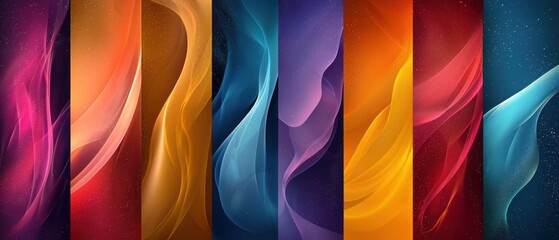 Wall Mural - A series of colorful, abstract images with a wave-like pattern. Generative AI
