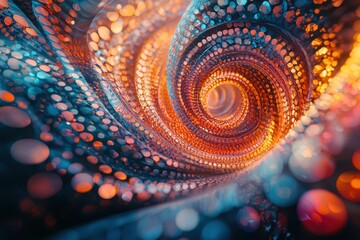 Wall Mural - A spiral of colorful dots that appear to be floating in space. Generative AI