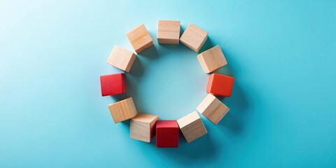 Wall Mural - Wooden blocks forming a circle with contrasting colors