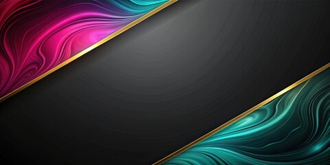Leinwandbilder - Abstract Swirling Color Design with Gold Accents on Dark Background