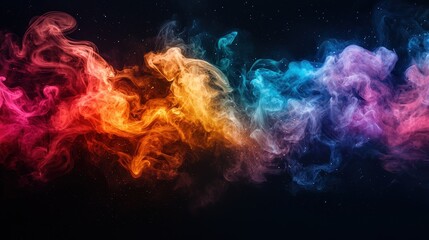 Wall Mural - A vibrant swirl of colorful smoke against a dark background.