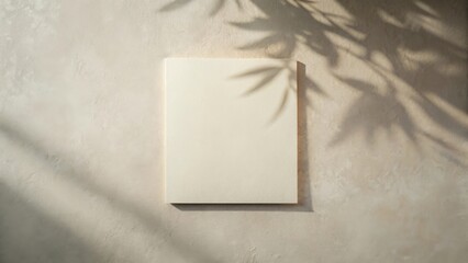 Aufkleber - Cream-colored card mockup against a textured backdrop with dappled sunlight and delicate leaf shadows, ideal for design presentations and branding projects