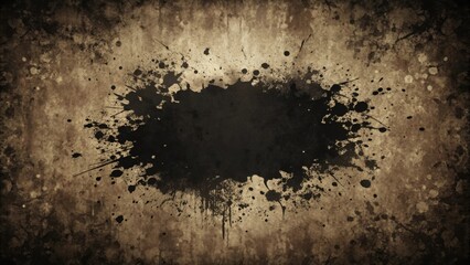 Poster - Abstract Dark Ink Splotch on Aged Textured Background Ideal for Design Projects and Artistic Endeavors
