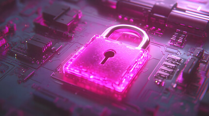 Poster - Digital lock on circuit board, security, technology