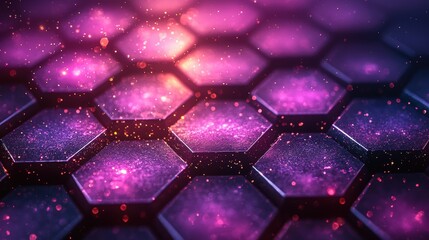 Wall Mural - Abstract hexagonal pattern with a cosmic, glowing effect.