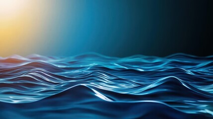 Poster - World Water Day Concept, Abstract View of Water Molecules Illustrated with Dynamic Waves and Soft Light Reflections