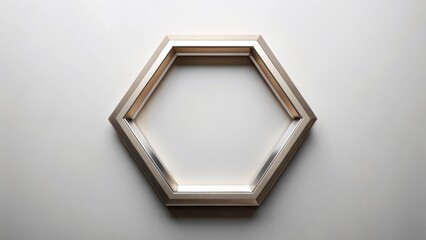 Leinwandbilder - Hexagonal metallic frame with subtle shadowing against a light background showcasing elegant design and minimalist aesthetic