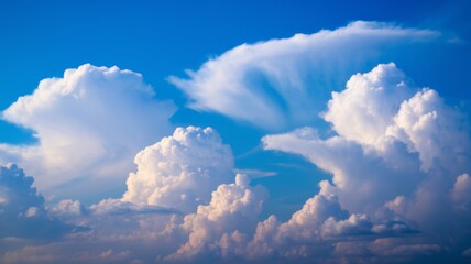 Wall Mural - cloudy day with blue sky, white clouds on the blue sky, blue sky in sunny weather, morning sky above