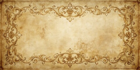 Aufkleber - Antique Ornate Frame on Aged Paper Background, Perfect for Elegant Designs and Vintage Projects