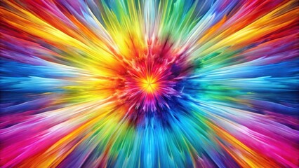 Poster - A Vibrant Spectrum of Hues Radiating from a Central Point, Creating a Dynamic and Energetic Abstract Composition with a Multitude of Colors