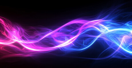 Wall Mural - Abstract futuristic neon background with glowing wavy lines