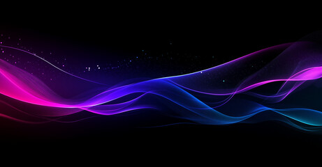 Wall Mural - Abstract futuristic neon background with glowing wavy lines
