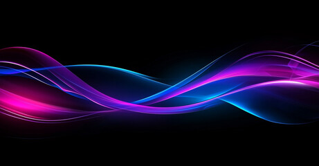 Wall Mural - Abstract futuristic neon background with glowing wavy lines