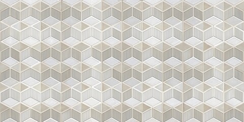 Leinwandbilder - Abstract Geometric Cube Pattern Design with Neutral Tones and Linear Textures for Interior Decor