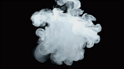 Wall Mural - A top view 4K slow motion animation depicting smoke explosion shockwave effects black background complete alpha channel seamless integration video compositions VFX cinematic projects